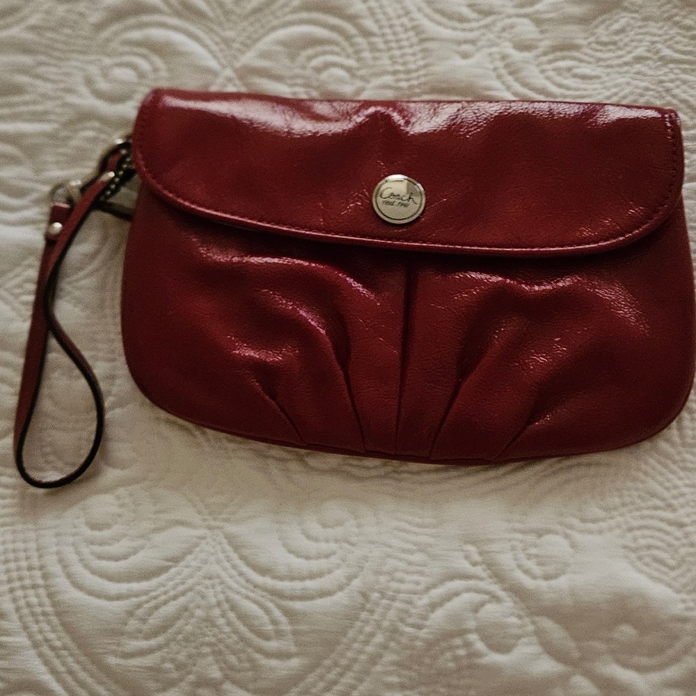 Coach Clutch patent leather Red Clutch/wristlet